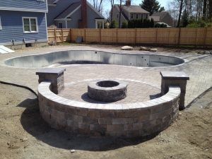 Raised Fire Pit INstallation Danvers MA