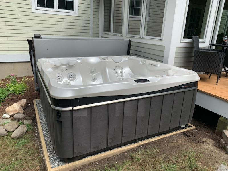 crushed stone hot tub base